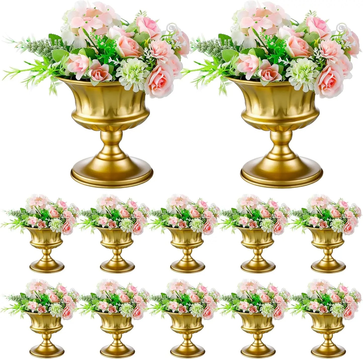 12 Pcs for Centerpieces Metal Compote Vase Urn for Wedding Table Reception Birthday Anniversary Ceremony Home Decor, 5.91 Inch