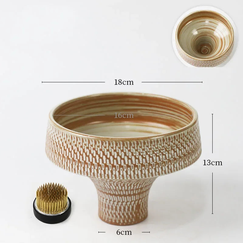 Creative Ceramic Flower Pots Desk Decoration Hammer Pattern Texture Goblet Vase Artificial Flowers Decorative Floral Arrangement