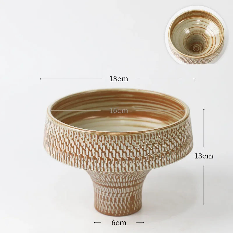 Creative Ceramic Flower Pots Desk Decoration Hammer Pattern Texture Goblet Vase Artificial Flowers Decorative Floral Arrangement