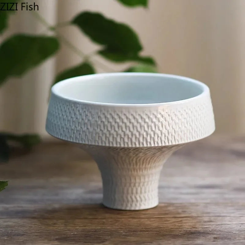 Creative Ceramic Flower Pots Desk Decoration Hammer Pattern Texture Goblet Vase Artificial Flowers Decorative Floral Arrangement