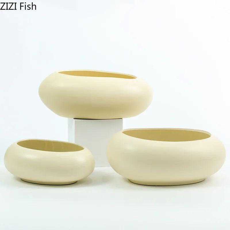 Creative Round Ceramic Vase Desk Decoration Minimalism Circular Flower Arrangement Floral Vases Flower Pots Room Aesthetic Decor