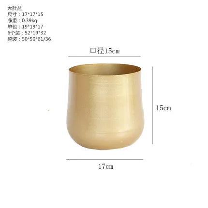 Modern Metal Flowerpot Luxury Golden Vase Crafts Metal Hydroponic Vase Plant Potted Flowerpot Countertop Living Room Decoration