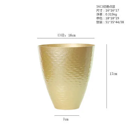 Modern Metal Flowerpot Luxury Golden Vase Crafts Metal Hydroponic Vase Plant Potted Flowerpot Countertop Living Room Decoration