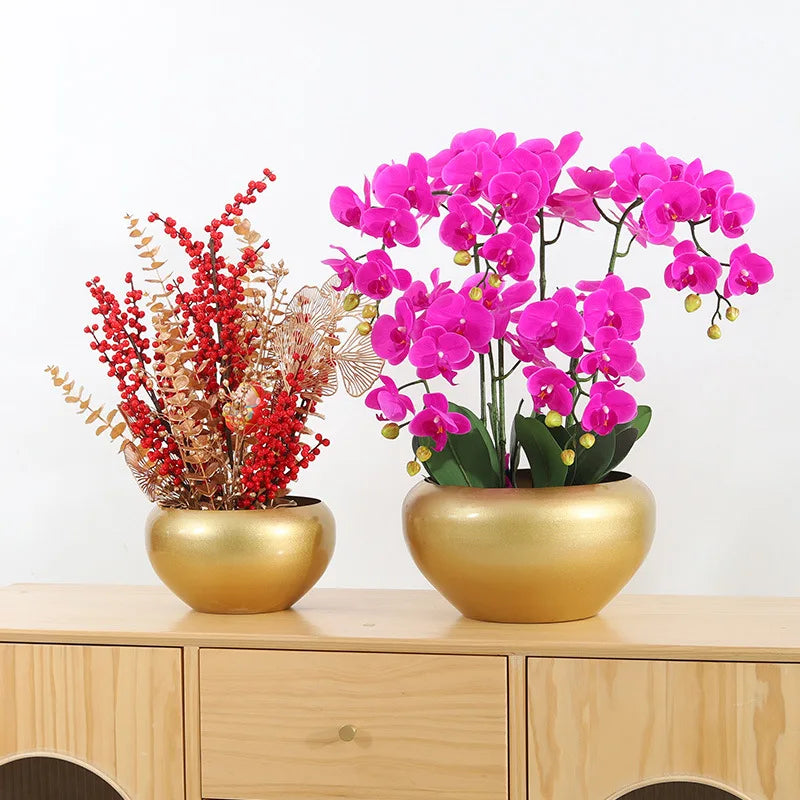 Modern Metal Flowerpot Luxury Golden Vase Crafts Metal Hydroponic Vase Plant Potted Flowerpot Countertop Living Room Decoration