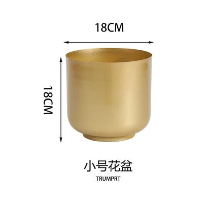 Modern Metal Flowerpot Luxury Golden Vase Crafts Metal Hydroponic Vase Plant Potted Flowerpot Countertop Living Room Decoration