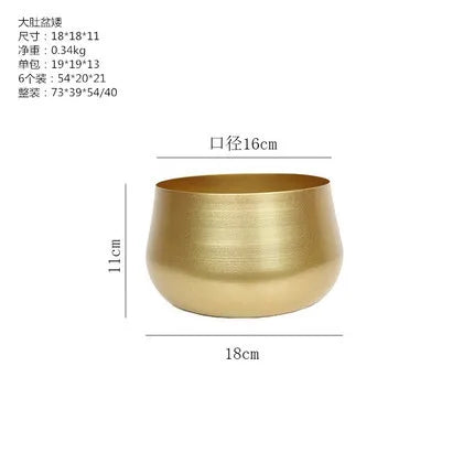Modern Metal Flowerpot Luxury Golden Vase Crafts Metal Hydroponic Vase Plant Potted Flowerpot Countertop Living Room Decoration