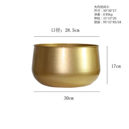 Modern Metal Flowerpot Luxury Golden Vase Crafts Metal Hydroponic Vase Plant Potted Flowerpot Countertop Living Room Decoration