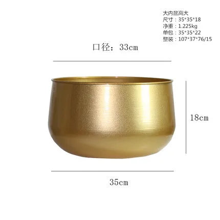 Modern Metal Flowerpot Luxury Golden Vase Crafts Metal Hydroponic Vase Plant Potted Flowerpot Countertop Living Room Decoration