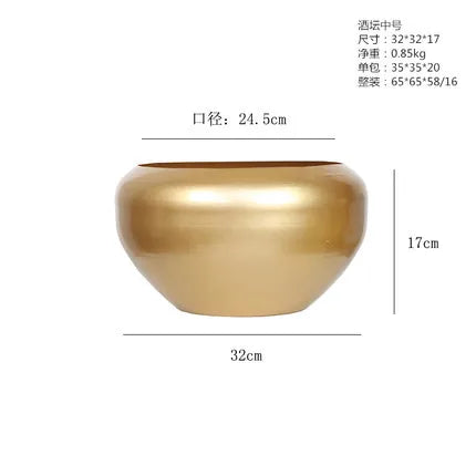 Modern Metal Flowerpot Luxury Golden Vase Crafts Metal Hydroponic Vase Plant Potted Flowerpot Countertop Living Room Decoration