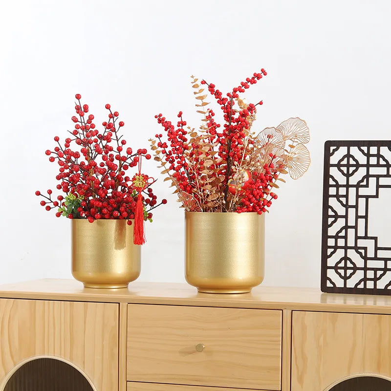 Modern Metal Flowerpot Luxury Golden Vase Crafts Metal Hydroponic Vase Plant Potted Flowerpot Countertop Living Room Decoration