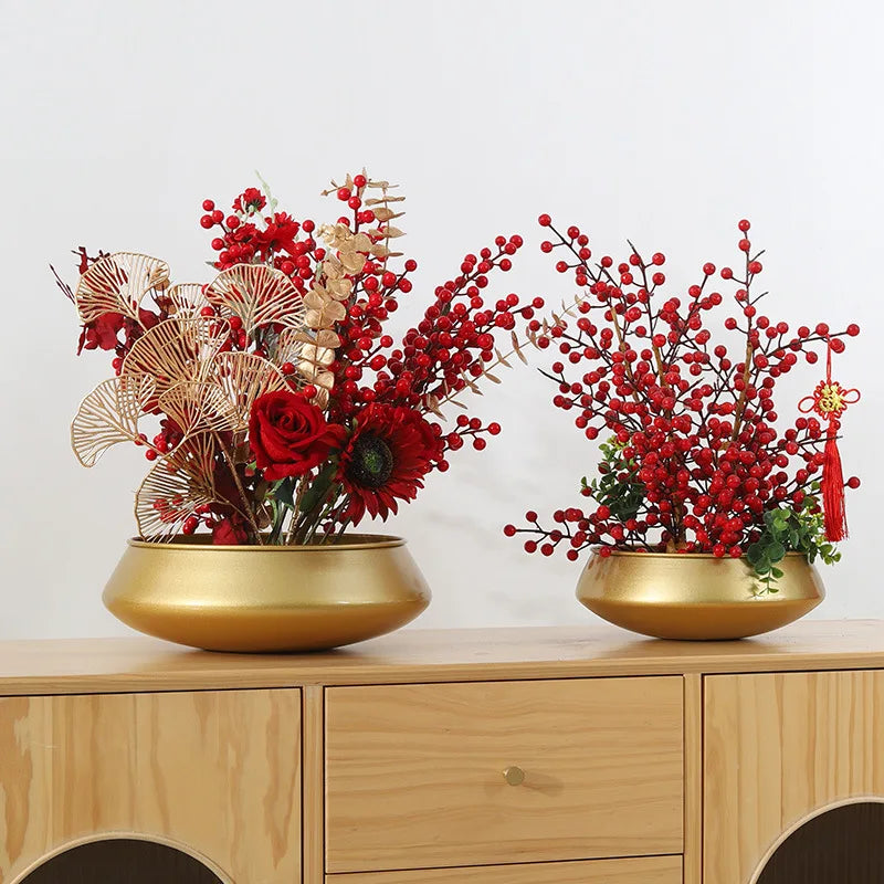 Modern Metal Flowerpot Luxury Golden Vase Crafts Metal Hydroponic Vase Plant Potted Flowerpot Countertop Living Room Decoration